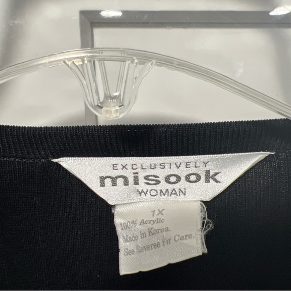 Misook Textured Black Duster Jacket 1X Vintage Cardigan 90’s Open Front Casual - Picture 5 of 11